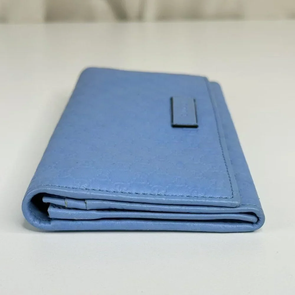 Gucci GG Logo Printed Blue Leather Wallet - Elegant & Versatile Small Leather Go